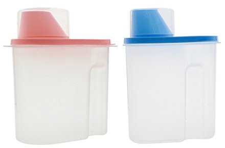 Saim Cereal Container with Pour Spout and Measuring Cup Plastic Clear Food Saver Airtight Watertight Cereal Keeper Food Storage Containers for Rice Grain Cereal Oatmeal Sugar Nuts Beans (2.5L, 2Pcs)