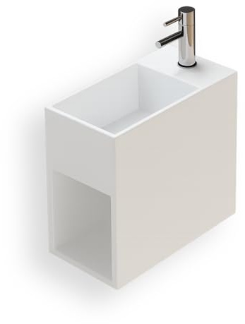 PALMA D - Lave-mains rectangulaire suspendu - Design Elégant et Raffiné - Solide et Robuste - Entretien Facile - Blanc - 20 x 40 x 40 cm