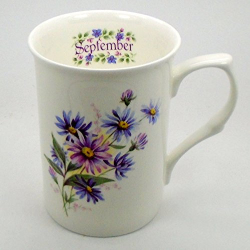 September Flower of The Month FINE Bone China 10 0Z Mug ~ Hand Decorated in Stoke ON Trent