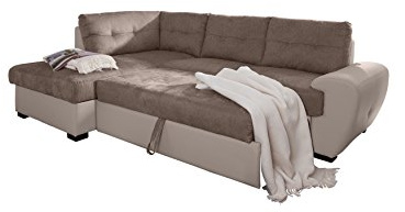 Cotta Otm/BK-2F Ecksofa, Sitz+Rücken Strukturgewebe soft, 100% Korpus Kunstleder PU, 64% Polyurethan, 25% Polyester, 11% Baumwolle, 174 x 244 x 88 cm, taupe/hell beige