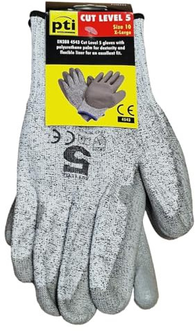 PTI Anti Cut Resistant Level 5 Safety Work Gloves Size 10 X - Large Protective Cut Proof Glove Builders Grip Protection (PACK 12)