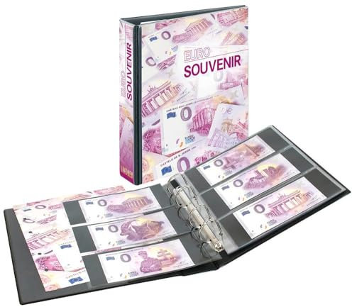 LINDNER Das Original PUBLICA M Sammelalbum für 0-Euro Souvenirscheine mit 10 beidseitig bestückbaren Folienblättern, für 60 Belege
