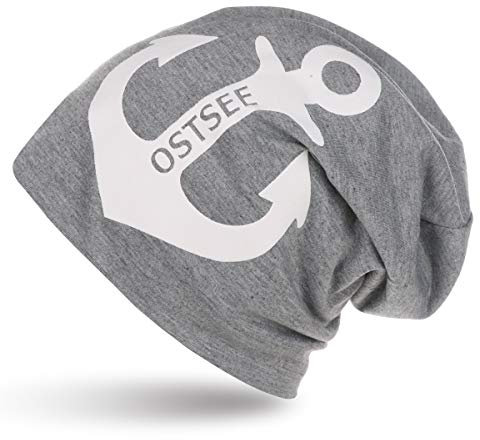 Sonia Originelli City-Beanie Ostsee Anker Mütze Maritim Farbe Hellgrau