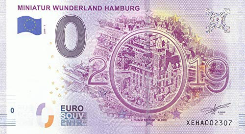 generisch 0 Euro Schein Miniatur Wunderland Hamburg Motiv: brennendes Finanzamt - Null Euro Souvenir mit Verschiedenen Sehenswürdigkeiten 2019-7