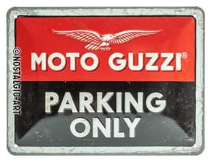 Nostalgic-Art Retro Blechschild, Targhe Vintage, Moto Guzzi – Parking Only – Idea regalo per amanti di motociclisti, in metallo, Design retro per decorazione, 15 x 20 cm