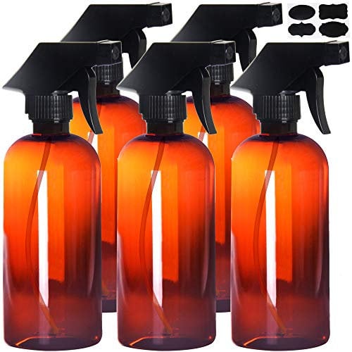 Youngever Lot de 5 Vaporisateur Vide Plastique 500ML, Bouteille Pulverisateur 500ML (Amber)