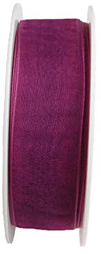 SCHLEIFENBAND 25m x 12mm Beere Organza Organzaband Chiffonband Webkante [3493]