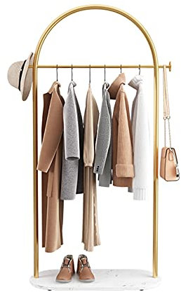 kleiderständer Nordischer Stil Kleiderständer In Gold Moderner Kleiderstange Mit Marmor-Chassis Robuster Garderobenständer Für Schlafzimmer Einzelhandel BoutiqueTrockengestell ( Color : White )
