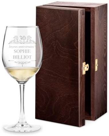 Maverton Verre à Vin en Cristal 350ml - Verre Personnalisé avec Gravure Laser - Cadeau Personnalisé - Cadeau Femme Anniversaire - pour elle - amie - copine - motif