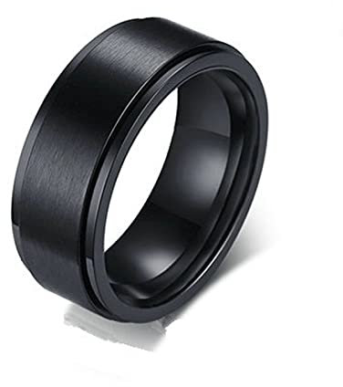 KnSam Ring Herren, Ring Herren Verlobung Titan Matt Herren Ring Trauringe Edelstahl Titan Schwarz
