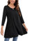 Enmain Black Tunic Top for Women Causal Long Sleeve Longline Blouse Swing Tunic Top Loose Blouse T Shirt Round Neck Stretch Comfortable Holiday XXL