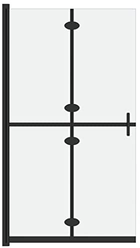 vidaXL Foldable Walk-in Shower Wall Frosted ESG Glass - Space-Saving, Easy to Clean, 100x190 cm Shower Partition with 5mm Tempered Glass and Black Aluminium Frame