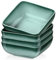 LOVECASA Tafelservice, 4er Set quadratische Schalen aus Steinzeug, Müslischalen, Suppenschalen, Dessertschale, Schüssel Set für 4 Personen, 800ML, dunkelgrün