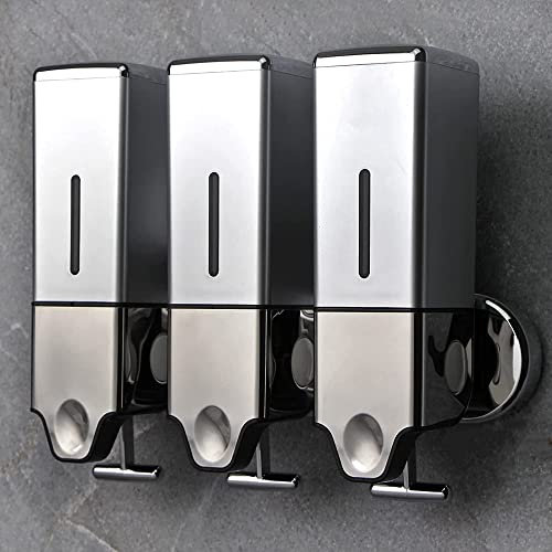 Manual Presshead Wall Mounted Soap Dispenser, Shower and Lotion Dispenser for Home, Bathroom, Kitchen, Hotels, Restaurants (Silver, 1500ml)