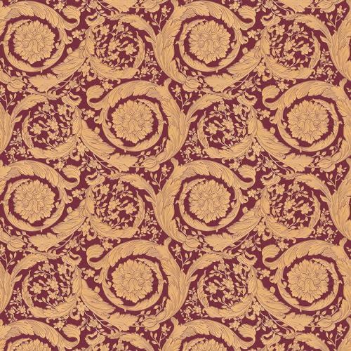 Exklusive Luxus Tapete Profhome 366927-GU Vliestapete strukturiert im Barock-Stil glänzend rot gold braun 7,035 m2