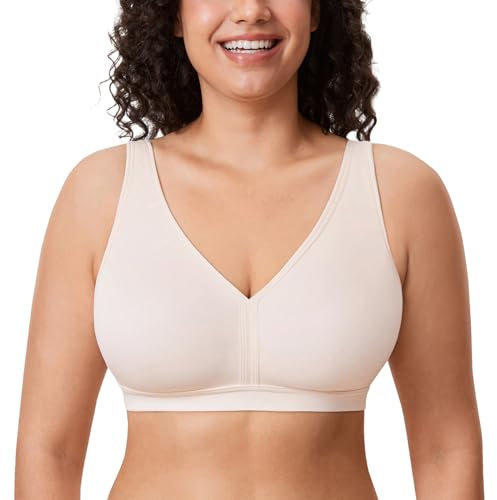 AISILIN Soutien Gorge sans Armature Grande Taille Non Rembourré pour Femme Rose Blanc 105H