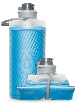 HydraPak Flux - Bouteille d'eau de randonnée pliable (1L ou 1,5L) - Bouchon à vis sans BPA, ultra léger et anti-déversement - Bleu Tahoe