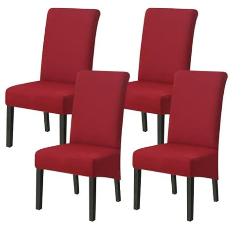 Jaotto Stuhlhussen 4er Set Stretch, XL Stuhlhussen Abwaschbar Waschbarer Elastische, Stretch Stuhlschoner Große Stuhlbezüge für Stuhl Esszimmer Büro Esszimmer Hotel Bankett,Burgundisch