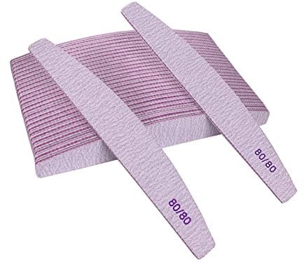 80/80 Körnung Nagelfeilen (25 Stück), Schmirgelbretter für Acrylnägel und Gelnägel, grobe Nagelfeile, doppelseitig, 80er Körnung, Emory Professionelle Nagelfeilen, wiederverwendbar, waschbar, Maniküre
