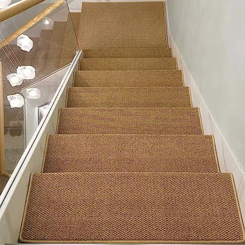 Teppich Stufenmatten Innen Sisal-Imitat, Treppenstufen Matten Anti Rutsch Selbstklebend, Teppich Antirutschunterlage für Hartholzböden, Läufer Rutschfest für Kinder ältere und Hunde ( Color : Brown ,