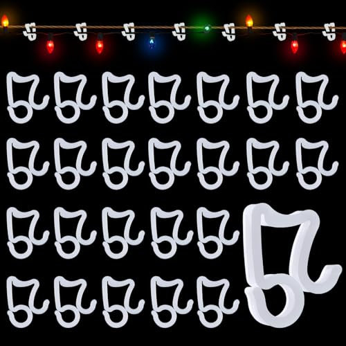 FainFun 100 PCS Dachrinnenhaken Lichterkette Kunststoff, Halterung Lichterkette Regenrinne, Lichterkette Clips Dachrinne, Befestigung Lichterketten Außen für Weihnachten, Halloween, Partys