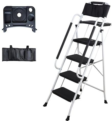 4 Step Ladder with Handrails (Include Tool Tray+Bag) 330lbs Capacity