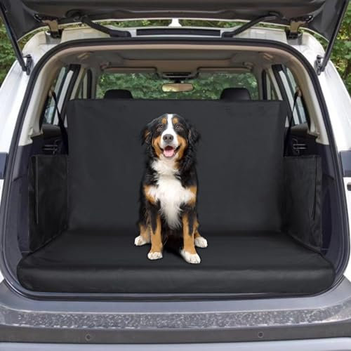 CaiTang Protection Coffre Voiture Universelle pour Chien, Housse Protection de Coffre de Voiture, Imperméable & Antidérapant 155 x 104 cm, Couverture de Coffre pour Plupart Voitures, Noir