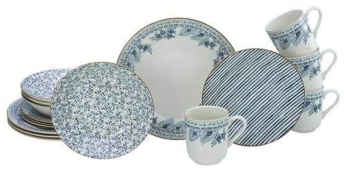 CreaTable, 10000, Serie Euböa, 16-teiliges Geschirrset, Kombiservice aus Steingut, spülmaschinen- und mikrowellengeeignet, Qualitätsproduktion