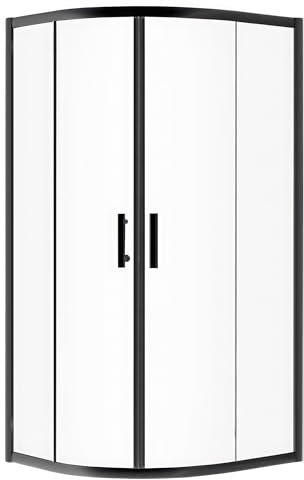 KOLMAN Duschkabine Runddusche Halbrund 80x80 190 cm HELA Schwarz Eckdusche Duschabtrennung Transparent Glas 6 mm