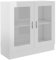 Homgoday Vitrine Schrank, Bücherregal mit Glastüren, freistehender Vitrine, Aufbewahrungsschrank für Wohnzimmer, Büro, Sideboard mit Regal, Hochglanz, Weiß, 82,5 x 30,5 x 80 cm, Holzwerkstoff