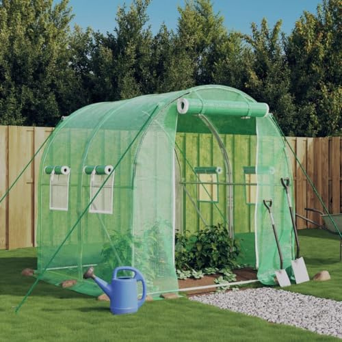 Rantry Serre avec cadre en acier vert 4 m² 2 x 2 m, décor de meubles de serre de jardin, serre potager, serre de balcon, serre pour jardin