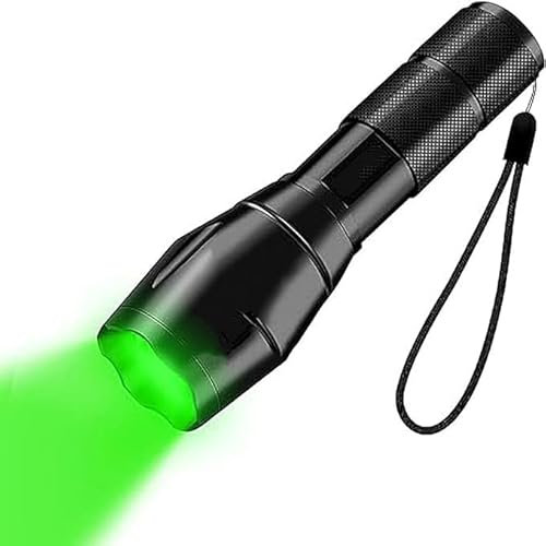 Zwei in Einer Taschenlampe Wasserdichte und Variable Fokus LED Taschenlampe Mit Zwei Modi Von Weißem und Grünem Licht. Outdoor Taschenlampe Geeignet Für Nachtbeleuchtung, Angeln und Tierbeleuchtung