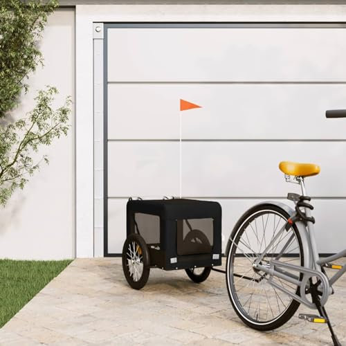 ZEYUAN Fahrradanhänger Hunde Schwarz Oxford-Gewebe & Eisen, Fahrrad Anhänger, Lastenanhänger, Handwagen, Fahrrad-lastenanhänger, Lastenfahrrad 93919