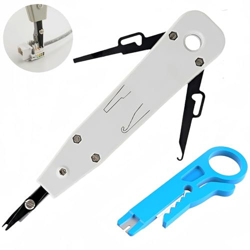 IUSOT RJ45 Punch Down Tool, Professional Krone Type Tool for Ethernet RJ45 Socket Cat5/Cat6/Cat7 Network Telecom Phone Cable, Impact IDC Data Terminal Insertion Tool with Wire Stripper Combo