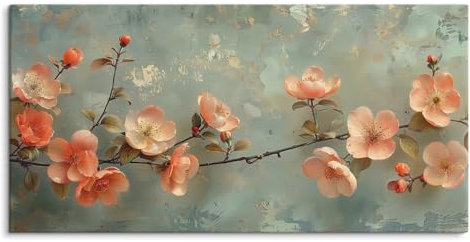 Paul Sinus Quadro da parete 120 x 60 cm, armonioso splendore di fiori con delicati fiori rosa su sfondo delicato