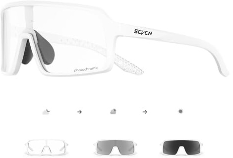 SCVCN Fahrradbrille Selbsttönend für Herren Damen photochrome Sport Sonnenbrille Klar Rennrad Brille TR90 Rahmen Schnelle Radfahren MTB Radbrille mit UV400 Schutz Sportbrille für Laufen Fahren 03