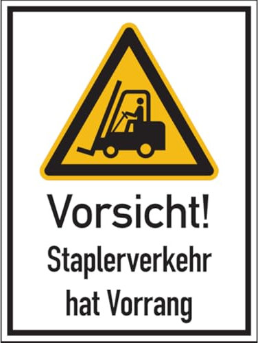 Dreifke® Kombi-Warnschild, Vorsicht! Staplerverkehr hat Vorran - 300x400x2 mm Aluverbund | 1 Stk