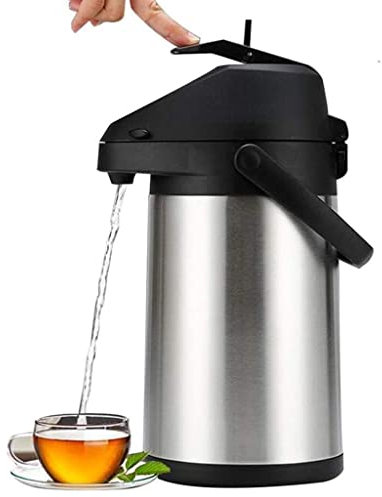 Caraffa for caffè con pompa, borraccia for tè, distributore di bevande calde in acciaio inossidabile isolato, caraffa termica Air Pot, thermos for bevande calde, acqua, tè, cioccolato(2.5L)