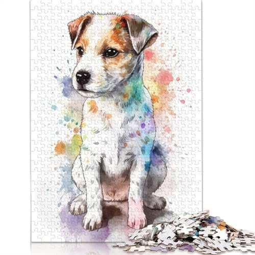 Puzzle 1000 Teile für Erwachsene, süßes Baby-Jack-Russell-Hunde-Puzzle für Erwachsene, Papppuzzles, Familienspiele, Weihnachts- und Geburtstagsgeschenke, 1000 Stück (75 x 50 cm)