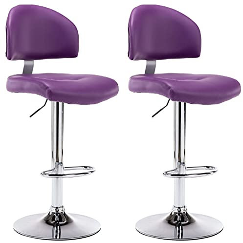 Eleganz Barhocker 2er Set Lila Kunstleder - Modische Barstühle für Küche, Wohnzimmer oder Garten - Hochwertige Polsterung & Leichte Reinig