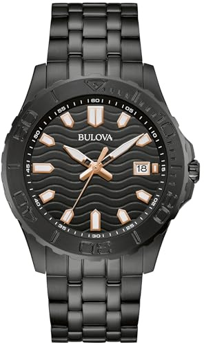 Bulova Men's Quartz Performance Watch, Black Stainless Steel Bracelet, Black Dial Style: 98B438