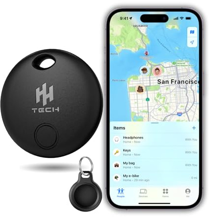 HH-Tech Smart Tag LITE For Apple iOS Devices, Smart Tracker, Item Finder, Replaceable Battery, Easily Track Your Wallet, Bag, Suitcase, and More Worldwide with the iPhone Find My App (Pack-1 Black)
