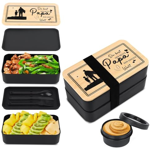 OuMaiFeng Japanische Lunchbox Erwachsene,1400ml Brotdose Kinder mit Fächern Bento Box,Meal Prep Boxen,Weihnachten Geschenk für Papa,Ideal für die Arbeit,Schule und Unterwegs Brotdose