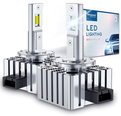 Sinoparcel D3S LED Headlight Bulb, 6000K Cool White, 35W | HID Xenon to LED Upgrade, Plug and Play, Suitable for 62340 42302 42403, PK32d-5, Pack of 2