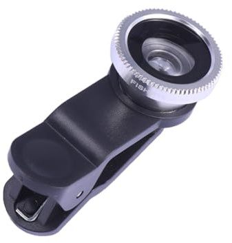 MUELODSIC Handy Kameraobjektiv Silber mit Weitwinkel Makro Fisheye Linse Hochwertiges Glas Clip Smartphones Tragbar und Abnehmbar
