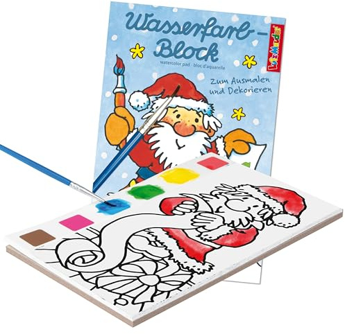Lutz Mauder Malbuch Weihnachten mit Wasserfarben für Kleinkinder und Kinder im Alter von 1-3 und 2-4, Aquarell-Malpapier, magisches Buch mit Pinsel, Geschenk, Mitgebsel, Advent, Nikolaus