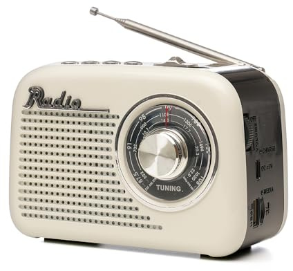 Lloytron 3 Band 'Rio' Rechargeable Portable AM/SW/FM Radio + MP3 via USB or SD card + MusicStream - Cream - N6409CR