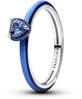 PANDORA Damenring Silber Herz Chakra blau 193088C03