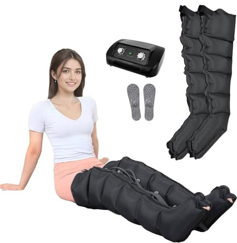 Bottes Pressothérapie Jambes Pressothérapie Professionnelle pour la Maison 6 Chambres Appareil de Massage Jambe Drainage Lymphatique pour la Fatigués et Circulation (Noir 2jambes, Standard)