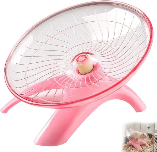 Hamster Wheel, Silent Hamster Wheel for Syrian Hamsters, Large Hamster Wheel for Dwarf Hamsters, Spacious Flying Saucer Design with Smooth Running Surface, Durable Construction for Small Pet Enclosure